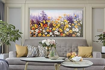 Amazon.co.jp: ardemyキャンバス壁アートDaisyカラフルBloosom花
